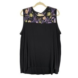 Pebble and Stone Floral Mesh Trim Tank‎